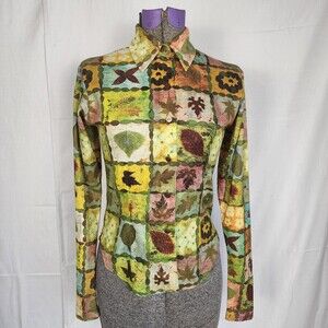 TODD OLDHAM Times Seven VINTAGE Y2K 90s Pressed Flowers Shirt Size S